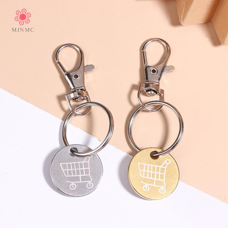 MJnmc Xe Đẩy Mua Sắm Token Vòng Chìa Khóa Với Móc Carabiner Kim Loại Siêu Thị Xe Đẩy Tẩy Đồng Xu Nhãn Móc Khóa Cho Unisex Mới