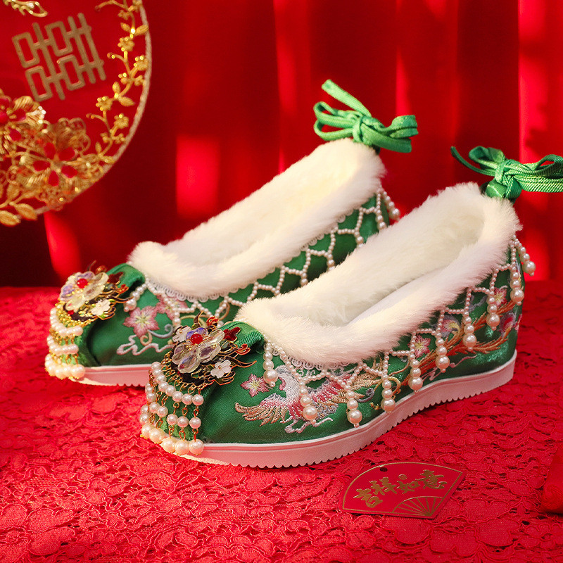 🔥 có hàng sẵn 🔥 Cổ Điển Thời Trang Cho Giày Hán phục thêu Tết Trung Thu Giày phong cách cổ điển 2025 giày Hán phục Nữ ✥Hanfu Giày Xiuhe Đầm Cưới Thêu Nữ Trung Quốc Cổ Phong Cách Xanh Giày Sedan☞