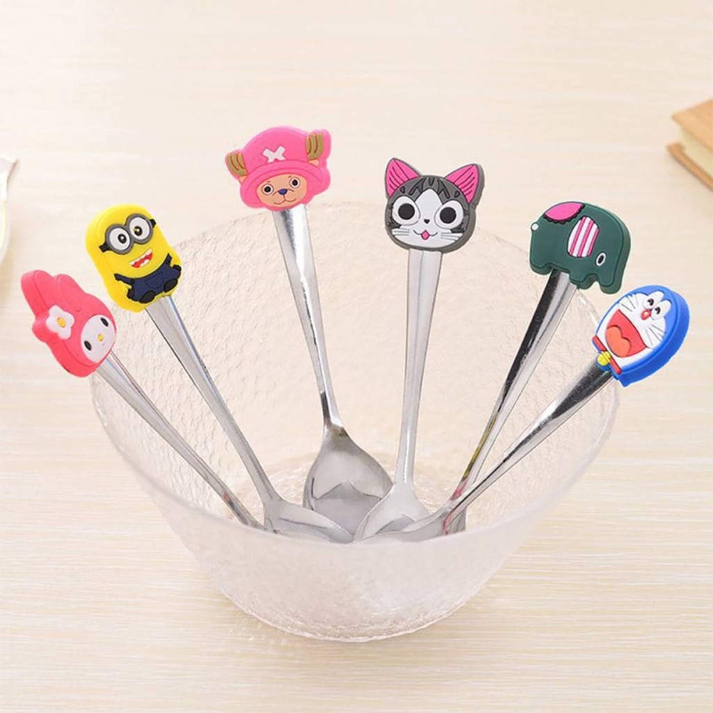 Muỗng cà phê đồ chơi nhân vật hoạt hình nhựa chất lượng cao (4 cái)