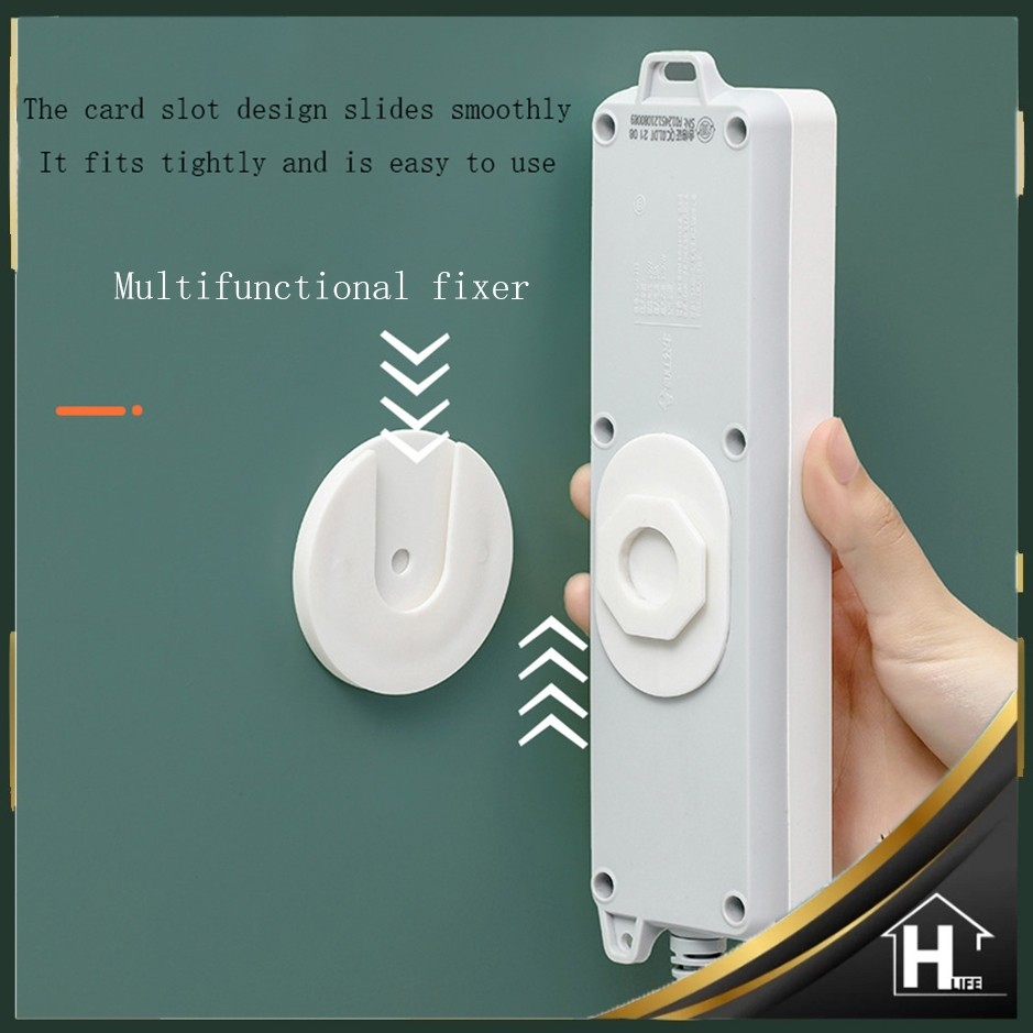 [Sẵn sàng] 1 miếng Giá đỡ dải nguồn treo tường tự dính / Bộ cố định ổ cắm miễn phí đục lỗ cho bộ sắp xếp giá đỡ dải nguồn