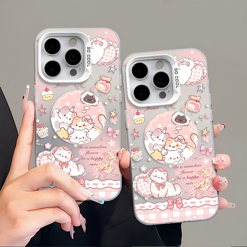 Ốp Lưng iPhone Hình Mèo Gối Trái Tim Dễ Thương - Tương Thích 16/15/14/13/12/11 Pro Max, XS Max, X