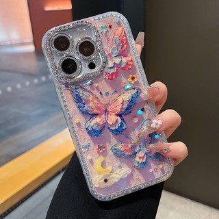 Phim Bảo Vệ Ống Kính Kim Cương Bướm Đám Mây Ngôi Sao Ốp Lưng Điện Thoại iPhone 17Promax 17Pro 16Promax 12 13 14 15 Pro Max Chống Sốc Nữ Điện Thoại Di Động