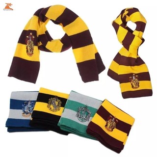 Khăn Harry Potter dệt kim, có huy hiệu nhà trường Hogwarts, phù hợp cho Giáng sinh và Halloween