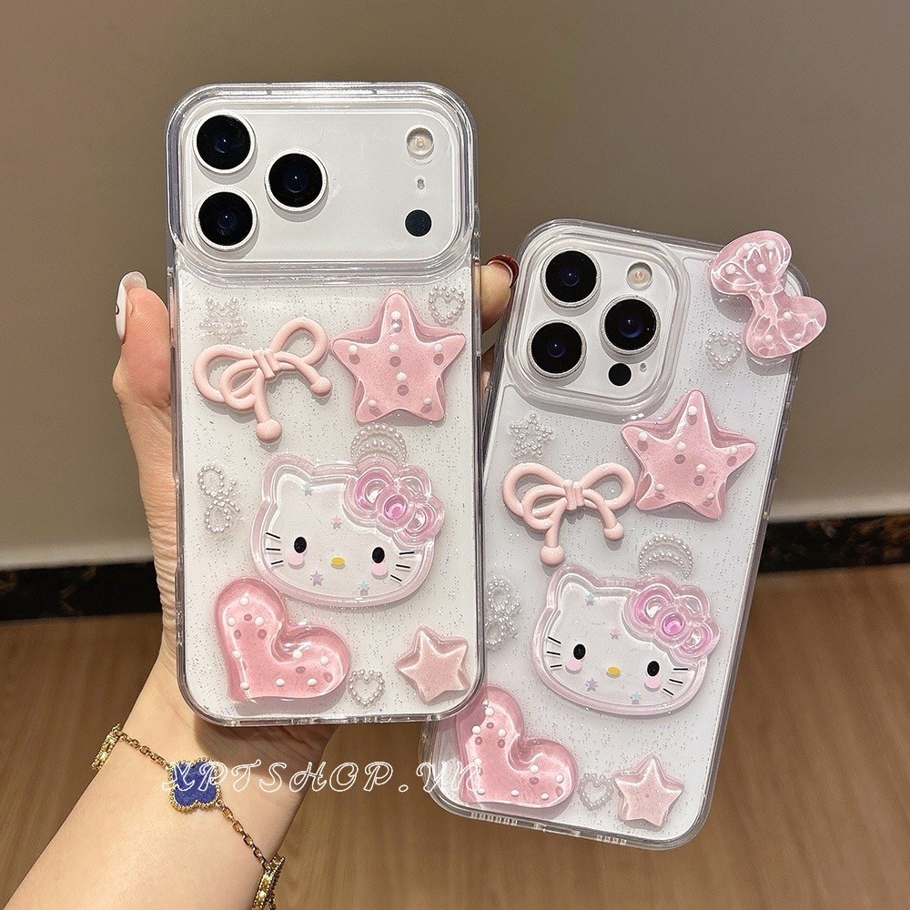 Ốp Điện Thoại Nhựa Cat 3D Pink Cho iPhone 17ProMax 16 15 14 13 12 11 Vỏ Bảo Vệ Chống Sốc