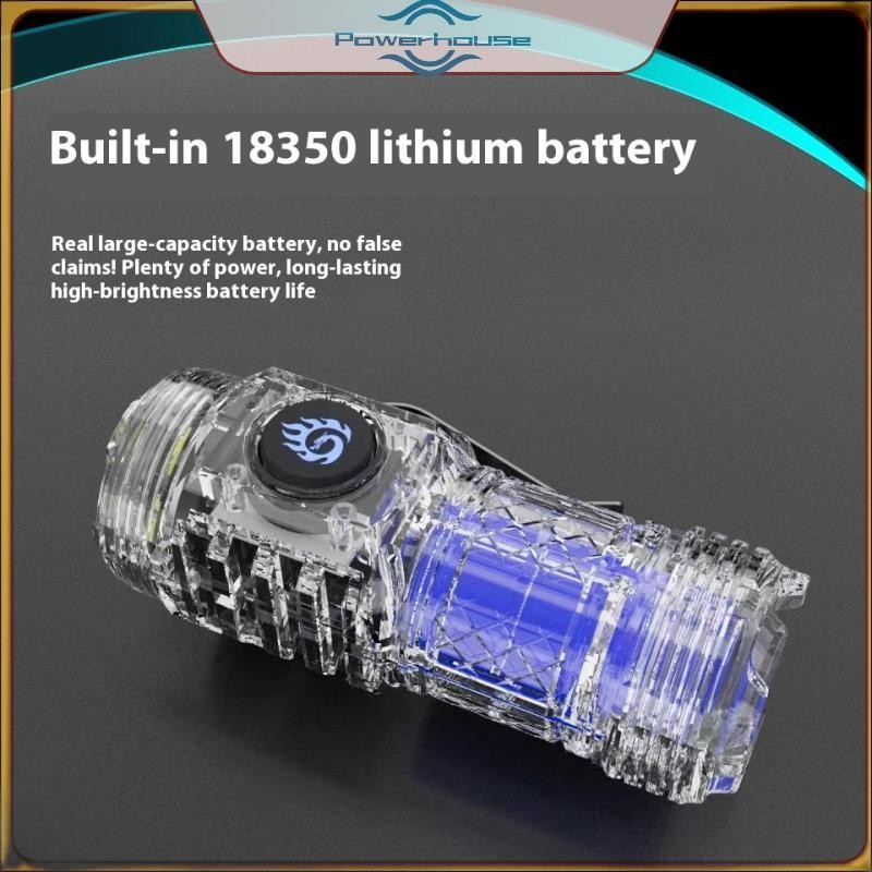 Đèn pin sạc POWER Type-C 18650 Đèn pin LED mạnh mẽ Đèn pin mạnh mẽ có kẹp Đèn pin LED công suất cao.