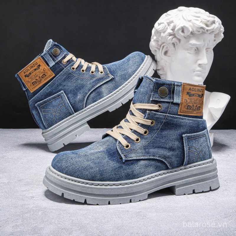 Size Lớn 48 Giày Nam 2026 Giày Cao Cấp Mới Denim Casual Đa Năng Bảo Hộ Lao Động Martin Hợp Thời Trang