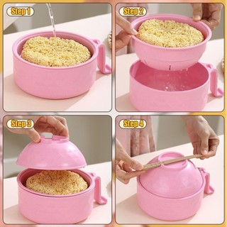 Bát Ramen Lò Vi Sóng Có Dụng Cụ Lọc Bộ Bát Mì Ramen 2026 Có Đũa Thìa Và Nĩa Bát Mì Ramen Di Động Microwavable Bát Ramen Vi Sóng Có Nắp 1 Đôi tiện dụng an toàn chắc chắn phù hợp dùng cho gia đình căn hộ văn phòng và không gian nhỏ