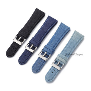 Vintage Rửa Denim Nylon Dây Đeo Đồng Hồ 22 Mm 24 Mm Cho Nữ Vải Đồng Hồ Vòng Tay Đa Năng Cổ Tay Dây Đeo Đồng Hồ Khóa Vàng