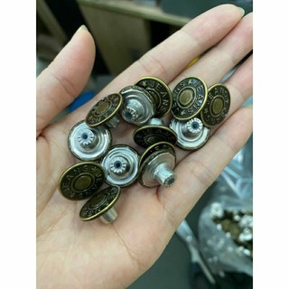 01 Nút cúc kim loại 17mm đóng quần áo jean tự đóng tại nhà. Nút cúc mặt đồng kim loại cho quần jean DIY