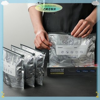 ZMONH 10 Cái / túi Túi Túi Đựng Thực Phẩm Lá Nhôm Dung Tích Lớn Chống Rò Rỉ Tủ Đông An Toàn Nhà Bếp Túi Tươi Giữ Tươi Túi Khóa Zip Có Thể Tái Sử Dụng
