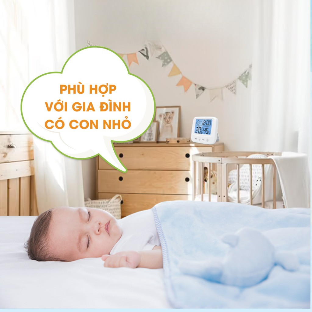 Nhiệt kế 3 trong 1: đo nhiệt độ, độ ẩm phòng ngủ | An toàn cho bé, chính xác & tiện dùng