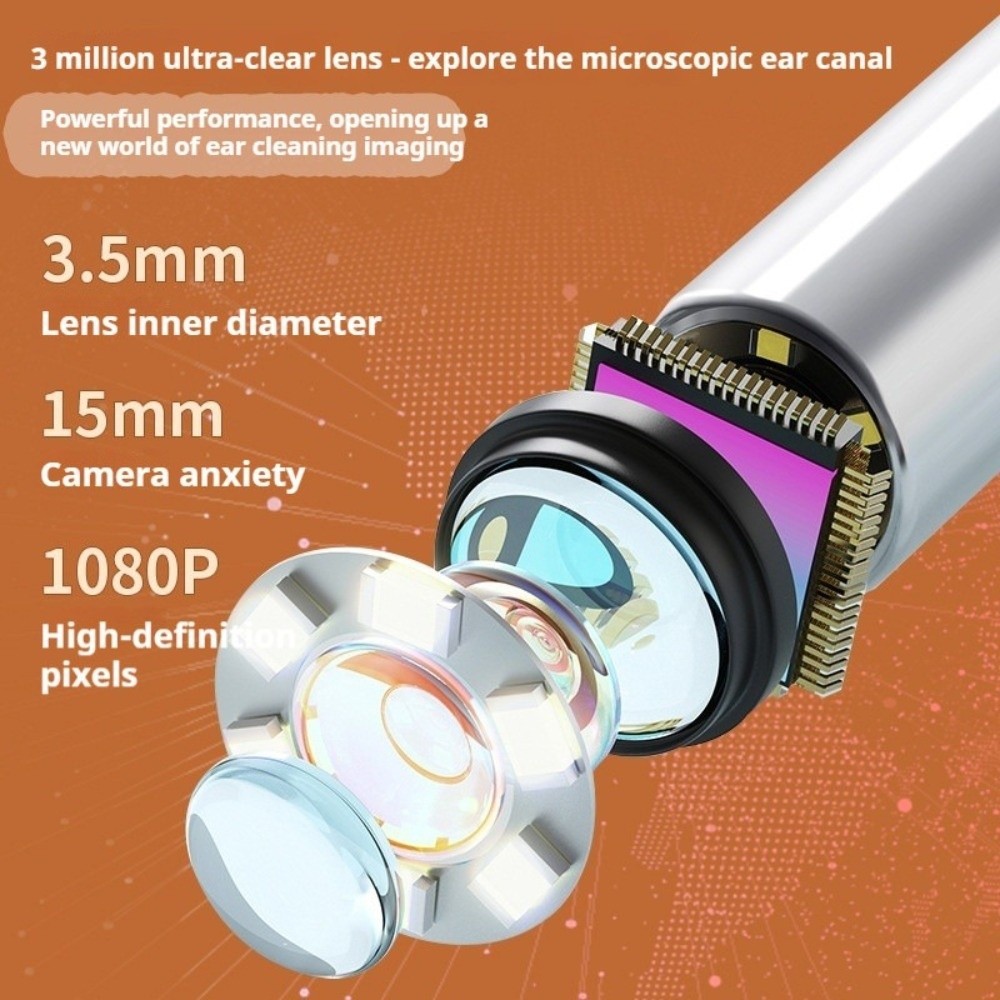 Máy làm sạch tai HOBBYIN, Đèn LED sạc USB Tai nghe, Kết nối WIFI di động trực quan với công cụ làm sạch tai nghe máy ảnh