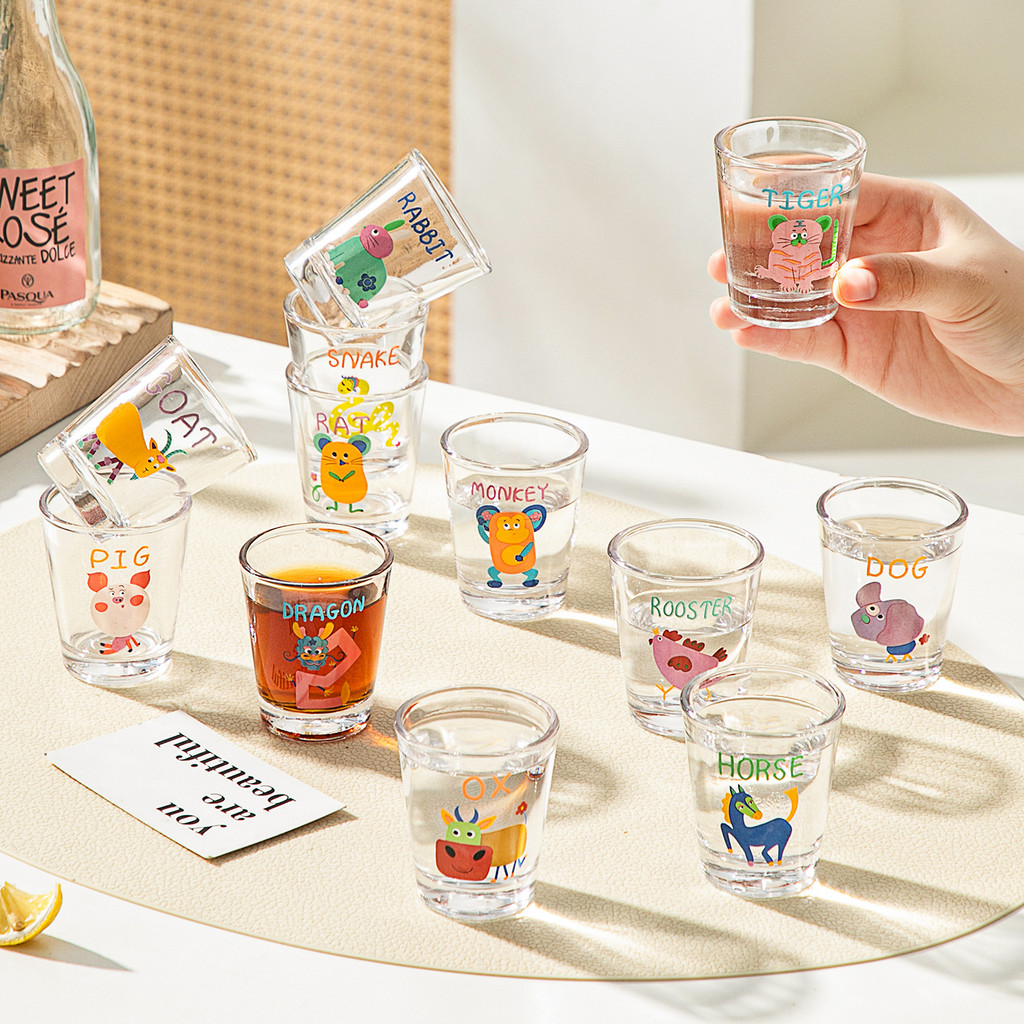 Hoạt Hình Hoạt Hình Thủy Tinh Shochu Thủy Tinh Hộ Gia Đình Hai Hoặc Hai Nhỏ Rượu Ly Sáng Tạo Cốc Rượu Một Sip Thủy Tinh Mini Sake Thủy Tinh Trắng Rượu Thủy Tinh IV65