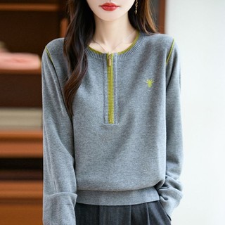 Áo len dệt kim tay dài nữ, style Hàn Quốc đơn giản cho thu đông