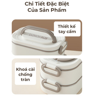 Hộp Đựng Cơm Giữ Nhiệt Buna Bằng Thép Không Gỉ 304 Dùng Được Trong Lò Vi Sóng, Thiết Kế Chống Tràn Tiện Lợi.