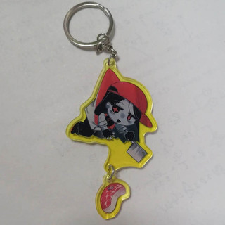 Anime Yi Xi Butcher Vanity Cosplay Keychain Acrylic Pendant Keyring Two-sided Key Chain Bag Accessories Halloween Orname