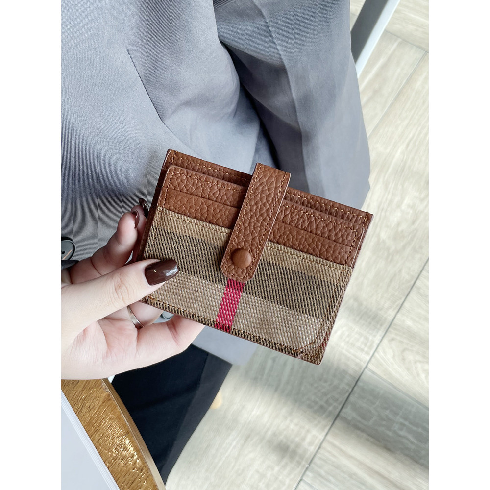 Hộp đựng thẻ đa chức năng da bò được kiểm tra Ví Mini siêu mỏng dành cho nữ