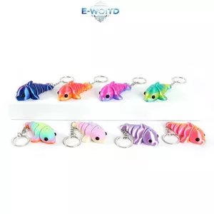 E-WOITD Sáng Tạo Dễ Thương 3D In Cá Heo Móc Khóa Mặt Dây Chuyền Đa Nối Di Động Mô Phỏng Túi Động Vật Quyến Rũ Phụ Kiện Trẻ Em Quà Tặng E-WOITD