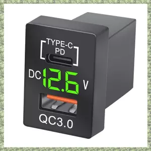 Bộ sạc mới Ổ cắm sạc xe hơi USB QC3.0 Bộ sạc PD Type-C với Vôn kế kỹ thuật số màu xanh lá cây LED để sạc nhanh mới