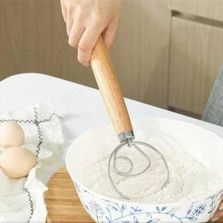 [FSBAKE] Máy đánh bột bằng thép không gỉ có tay cầm bằng gỗ mịn Bột chua & Bánh mì trộn bột Đan Mạch Dụng cụ làm bánh mì KCB