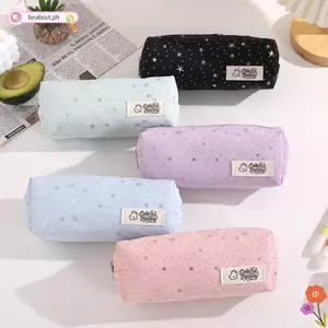 Bút chì BEABOUT, Túi đựng bút in hình ngôi sao bằng vải, Túi đựng bút chì dung tích lớn cầm tay thẩm mỹ dành cho học sinh