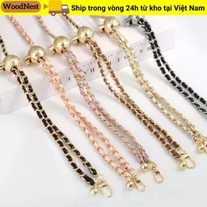 WOODNEST Quả Bóng Vàng Dây Xích Túi Dây Kim Loại Có Thể Điều Chỉnh Chiều Dài Dây Đeo