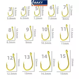 MAKY 100 Chiếc Hộp Màu Vàng Có Vòng Ống Thanh Toán Iseini Móc Thép Carbon Cao Câu Cá Biển VN