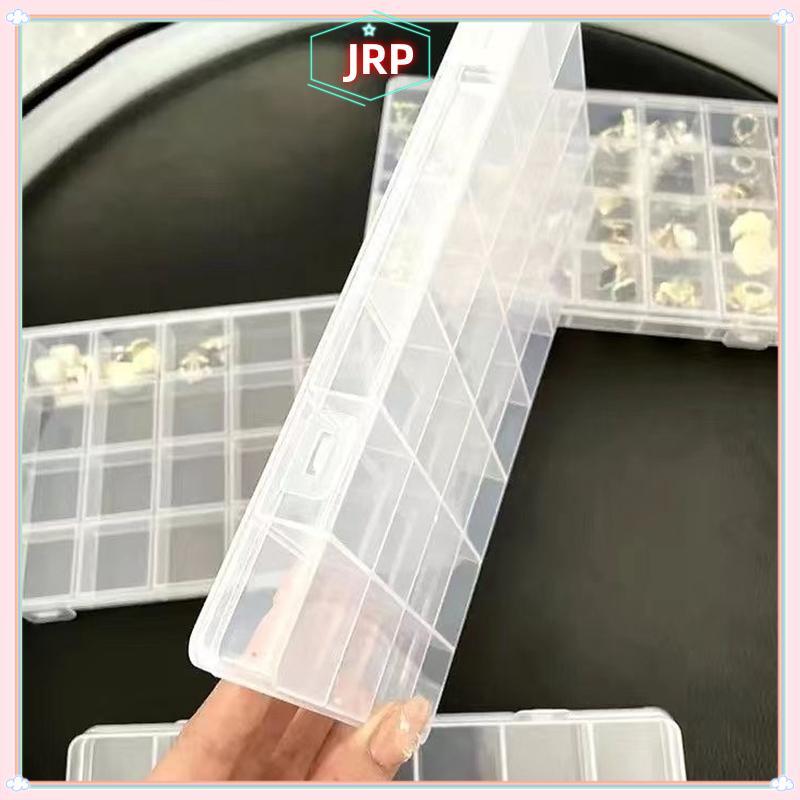 JRP 24 Khe Cắm Móng Decal Hộp Bảo Quản Móng Tay Nghệ Thuật Phụ Kiện Hộp Bảo Quản Lưới Có Thể Tháo Rời Móng Tay Nghệ Thuật Kim Cương Giả Hộp Trang Sức Phụ Kiện JRP