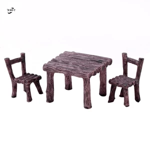 Bộ trang trí bàn và ghế nhựa thu nhỏ cho nhà búp bê trong vườn Phụ kiện trang trí cảnh quan vi mô