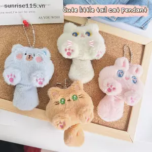 SSVN Dễ Thương Đuôi Dài Mèo Móc Khóa Sang Trọng Đồ Chơi Búp Bê Hoạt Hình Mèo Con Thú Nhồi Bông Mềm Móc Khóa Bapa Charm Túi Mặt Dây Chuyền Trang Trí Quà Tặng.