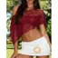 MAPLEPOET-Nữ Sheer Ren Poncho Áo Rời Hai Lớp Cổ Thuyền Che Lên