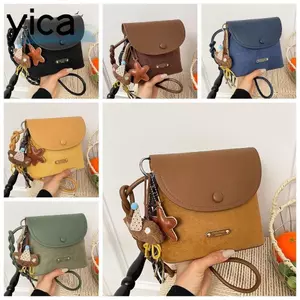 Túi da lộn YICA dành cho nữ, có mặt dây chuyền Túi đeo vai đeo chéo sang trọng, Túi đi lại nhẹ cổ điển dễ thương dành cho sinh viên / nhân viên văn phòng