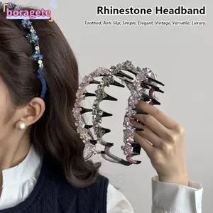 BORAGETE 1 Chiếc Băng Đô Kim Cương Giả, Dây Buộc Tóc Nữ Chống Trơn Trượt Răng, Bền Thanh Lịch Đa Năng Phụ Kiện Tóc Sang Trọng Sử Dụng Tiệc Hàng Ngày