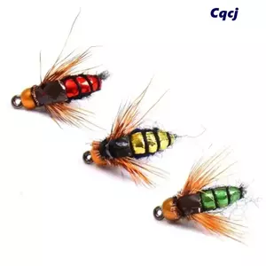 CQCJ 5 / 10 chiếc Mồi câu cá hồi, Scud Fly Worm Brass Bead Head Mồi câu cá côn trùng nhân tạo, Wobbler ngang với móc câu cá Mồi ống nhân tạo Câu cá bạch tuộc