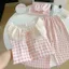 Đồ Ngủ Ba Mảnh Của Phụ Nữ Quần Short Ngắn Tay Quần Dài Ngọt Ngào Ve Áo Ren Lớn Ở Nhà