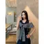 Áo thun ngắn kẻ sọc quây Thắt nơ khâu nữ mùa hè Phong cách mới Thiết kế thời trang Sense Slim-fit Top