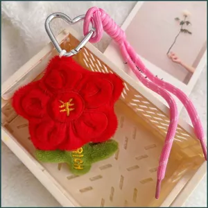 YT4 Hoa Đỏ Lớn Sang Trọng Búp Bê Hồng Hoa Nhỏ Nhồi Bông Đồ Chơi Móc Khóa Mặt Dây Chuyền Cho Trẻ Em Bộ Sưu Tập Quà Tặng