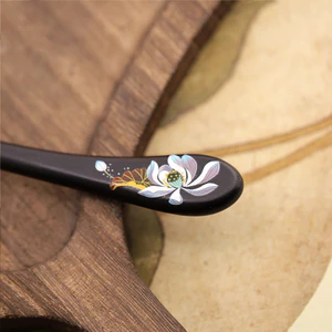 WHX-Ebony Kẹp Tóc Sen Cao Cấp Kẹp Tóc Trung Quốc Mới Kẹp Tóc Cổ Sườn Xám Hanfu Phụ Kiện Tóc Kẹp Tóc Hàng Ngày Tất Cả Trận Đấu Kẹp Tóc