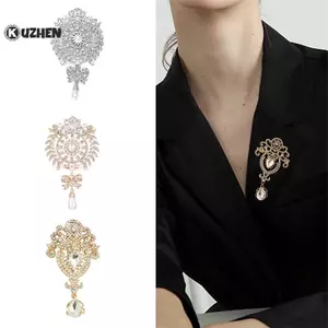 KUZHEN Giọt Nước Cô Dâu Thổ Cẩm Pin Hoa Lớn Thiết Kế Cho Tiệc Cưới Tiệc Nữ Thời Trang Phụ Kiện HOT