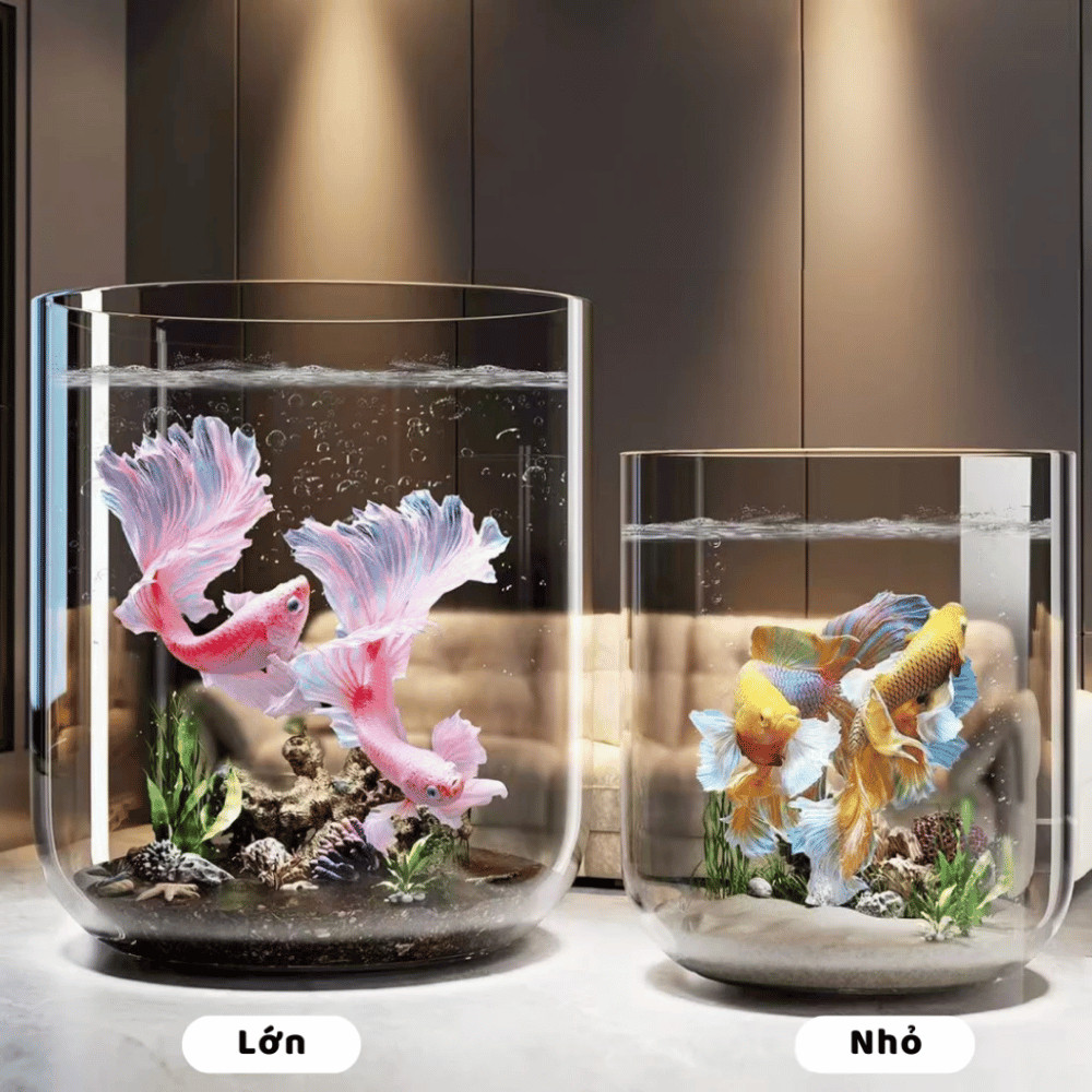 Bể Cá Nhựa Thủy Sinh Trong Suốt HOMIE, Bể Cá Sinh Thái HD Quan Sát 360 Decor Phòng Khách, Văn Phòng
