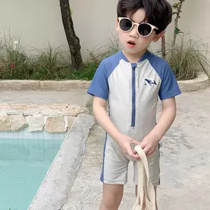 Đồ bơi ngắn tay một mảnh dành cho trẻ em Mùa hè Phong cách kỳ nghỉ bên bờ biển dễ thương
