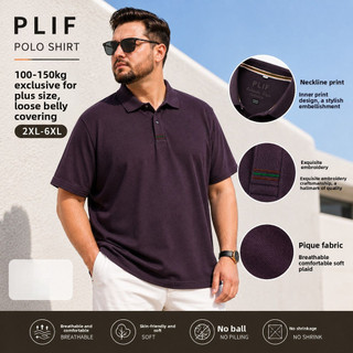 Plus Size Nam Mùa Hè Cổ Tròn Tay Ngắn Thêu Áo Sơ Mi Polo