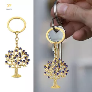 Mặt dây chuyền móc khóa hợp kim kẽm PPY có điểm nhấn cây và kim cương giả tượng trưng
