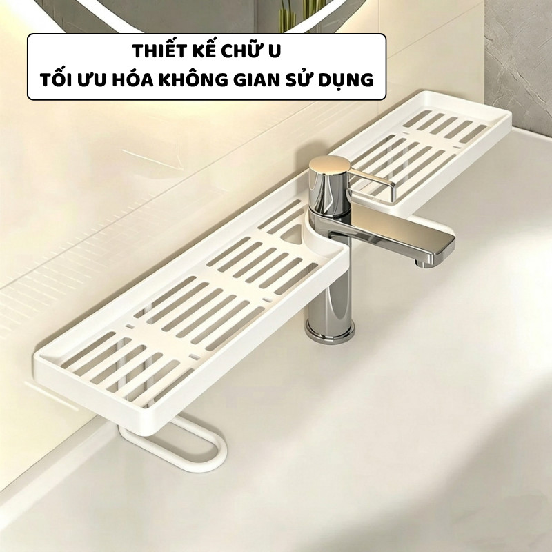 Kệ Để Đồ Bồn Rửa Mặt ENODA HOME, Giá Kệ Nhựa Đựng Đồ Đa Năng Phòng Tắm Rãnh Chữ U Bền Đẹp P048