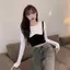 Niche Design Feel Fake Two-Piece Top Gợi cảm Skinny Slimer Look Áo thun dài tay