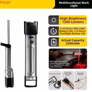 Đèn pin THEGIRL8B, Đèn làm việc gấp có thể sạc lại siêu sáng, Móc treo treo Sửa chữa đèn pha di động gấp độ sáng lâu trôi