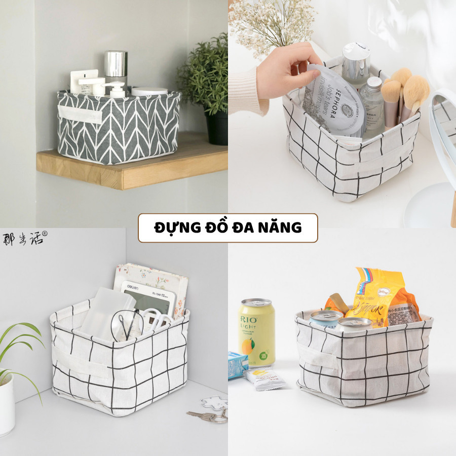 Giỏ Vải Đựng Đồ Đa Năng ENODA HOME, Túi Hộp Vải Chữ Nhật Đựng Đồ Cá Nhân Phong Cách Vintage HV006