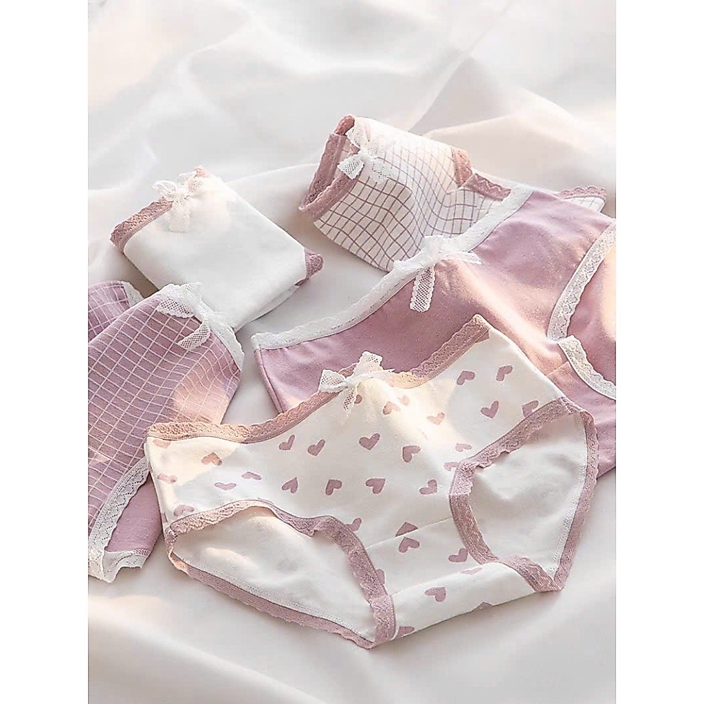 LOẠI 1] Set combo 10c quần lót cotton đính nơ xinh xắn , co giãn tốt , kháng khuẩn
