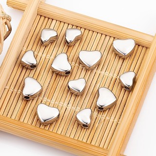 Nhỏ Đánh Bóng Thép Không Gỉ Tình Yêu Xuyên Lỗ Hạt Trang Sức Tự Làm Vòng Cổ Vòng Tay Phụ Kiện Hình Trái Tim Mặt Dây Chuyền