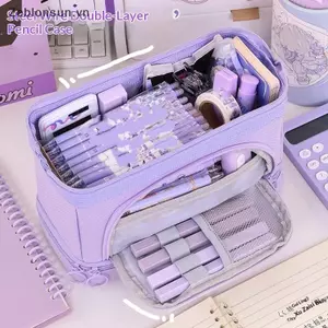 # HB # Kawaii Hộp Đựng Bút Chì Dung Tích Lớn Vải Bền Cho Học Sinh Văn Phòng Phẩm Túi Đựng Bút Double-de Túi Bảo Quản Đồ Dùng Học Tập.